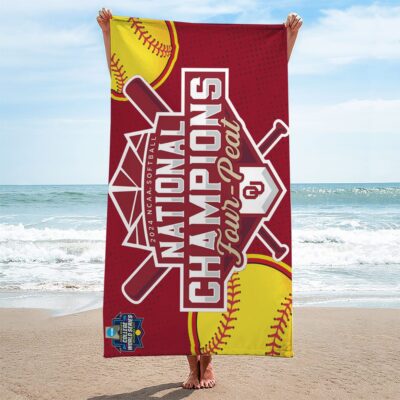 Oklahoma Sooners Womens Softball Rectangle Beach Towel WBT1079 1